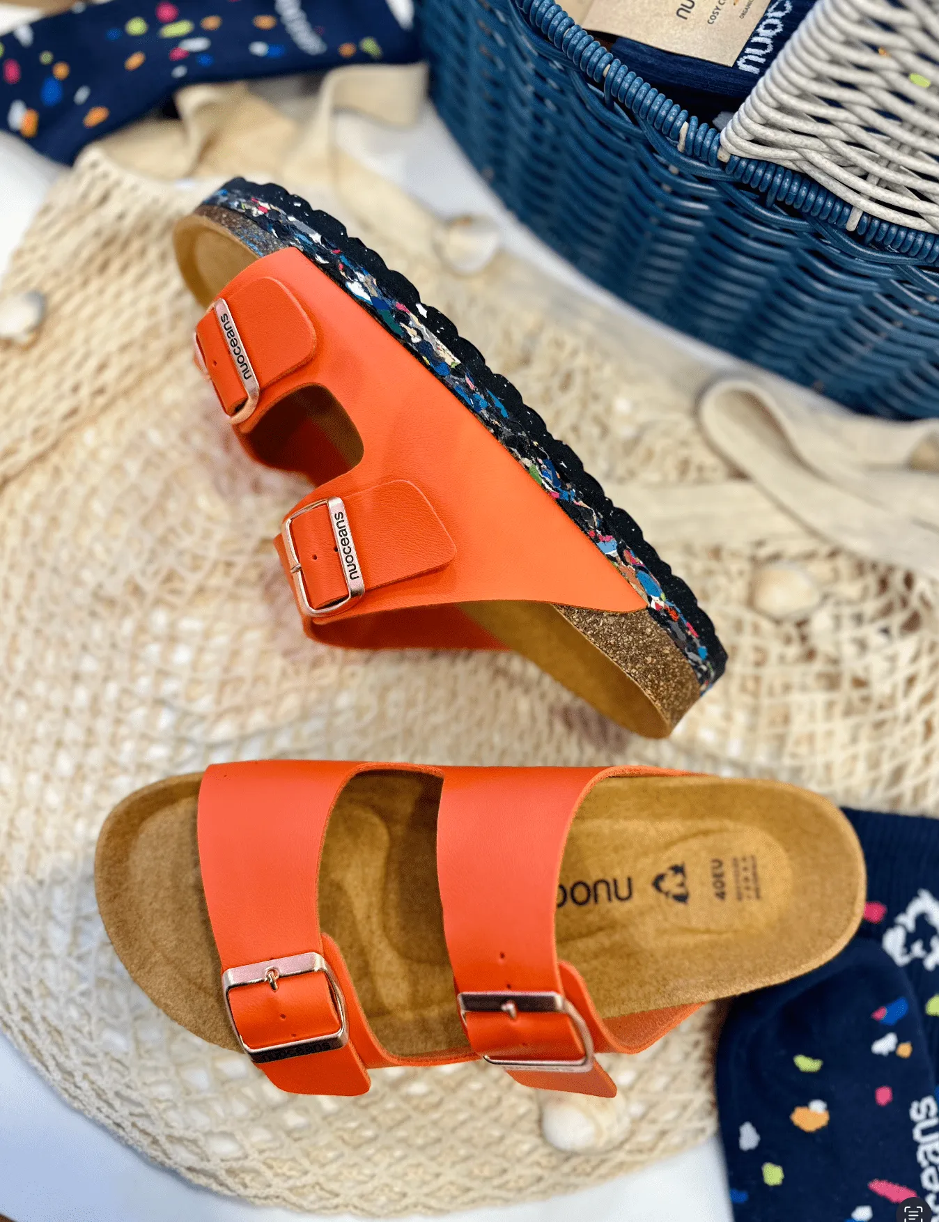 Nuo Recycled Flipflop & Cork Buckled Sandals | Tropic