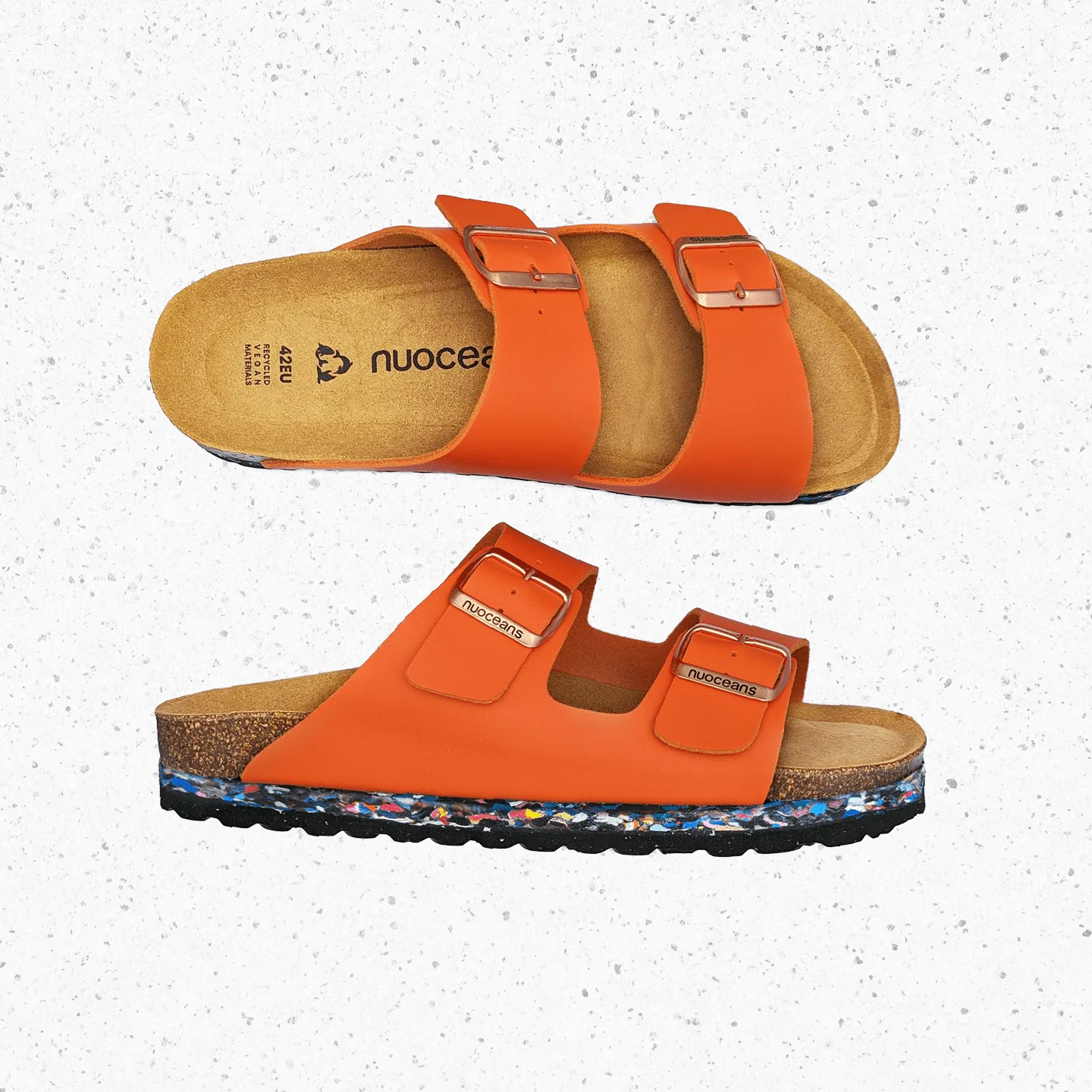 Nuo Recycled Flipflop & Cork Buckled Sandals | Tropic