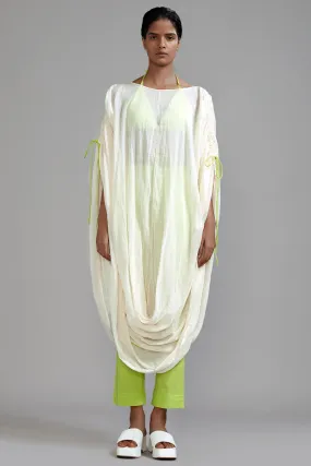 Off-White Cotton Gathered Cowl Tunic Set