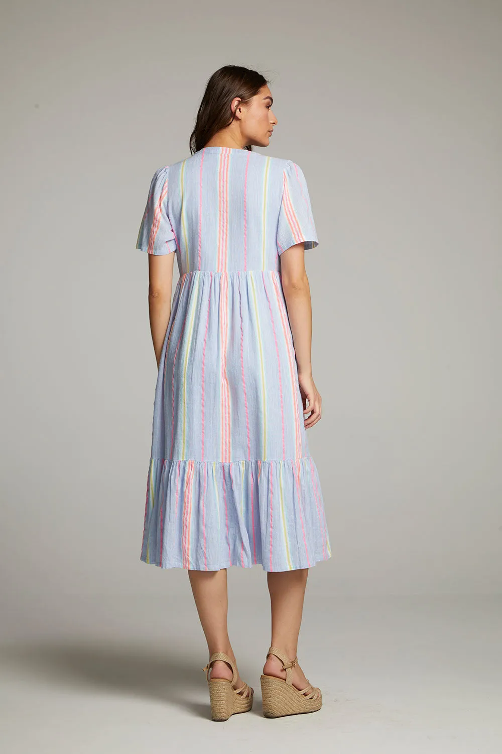 Orange South West Beach Stripe Midi Dress