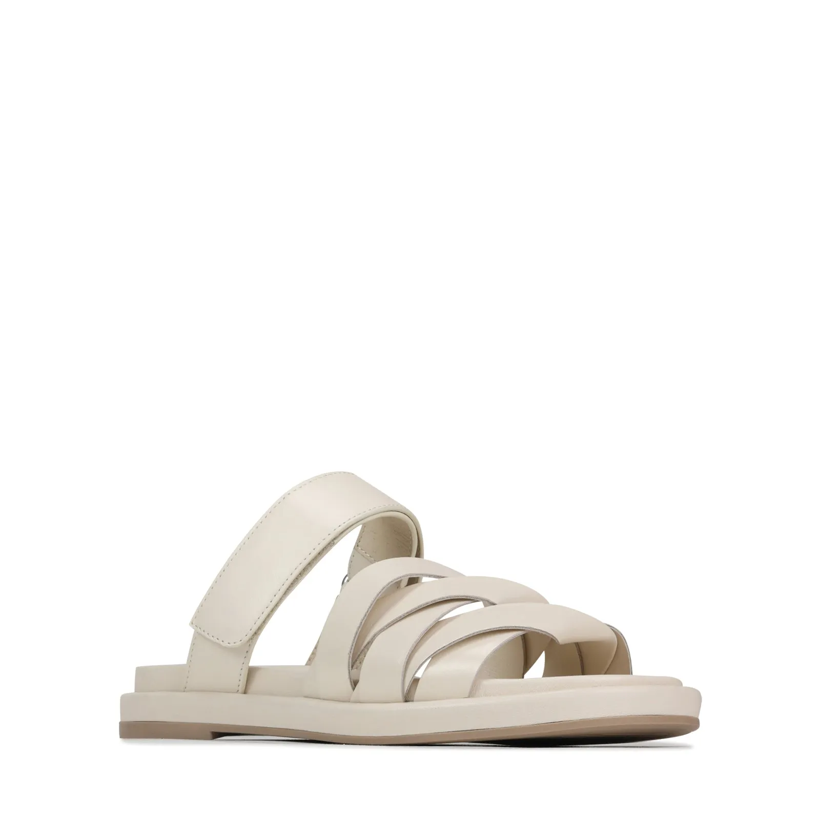 ORIANA LEATHER SLIDE SANDALS