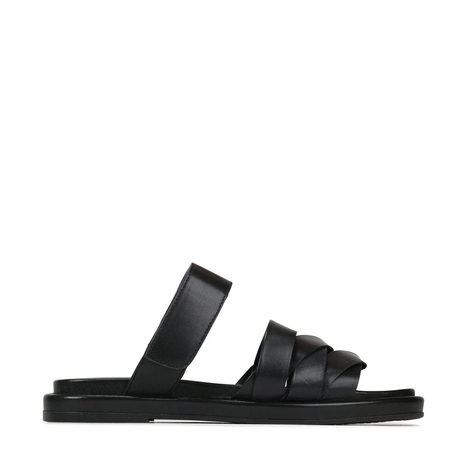 ORIANA LEATHER SLIDE SANDALS