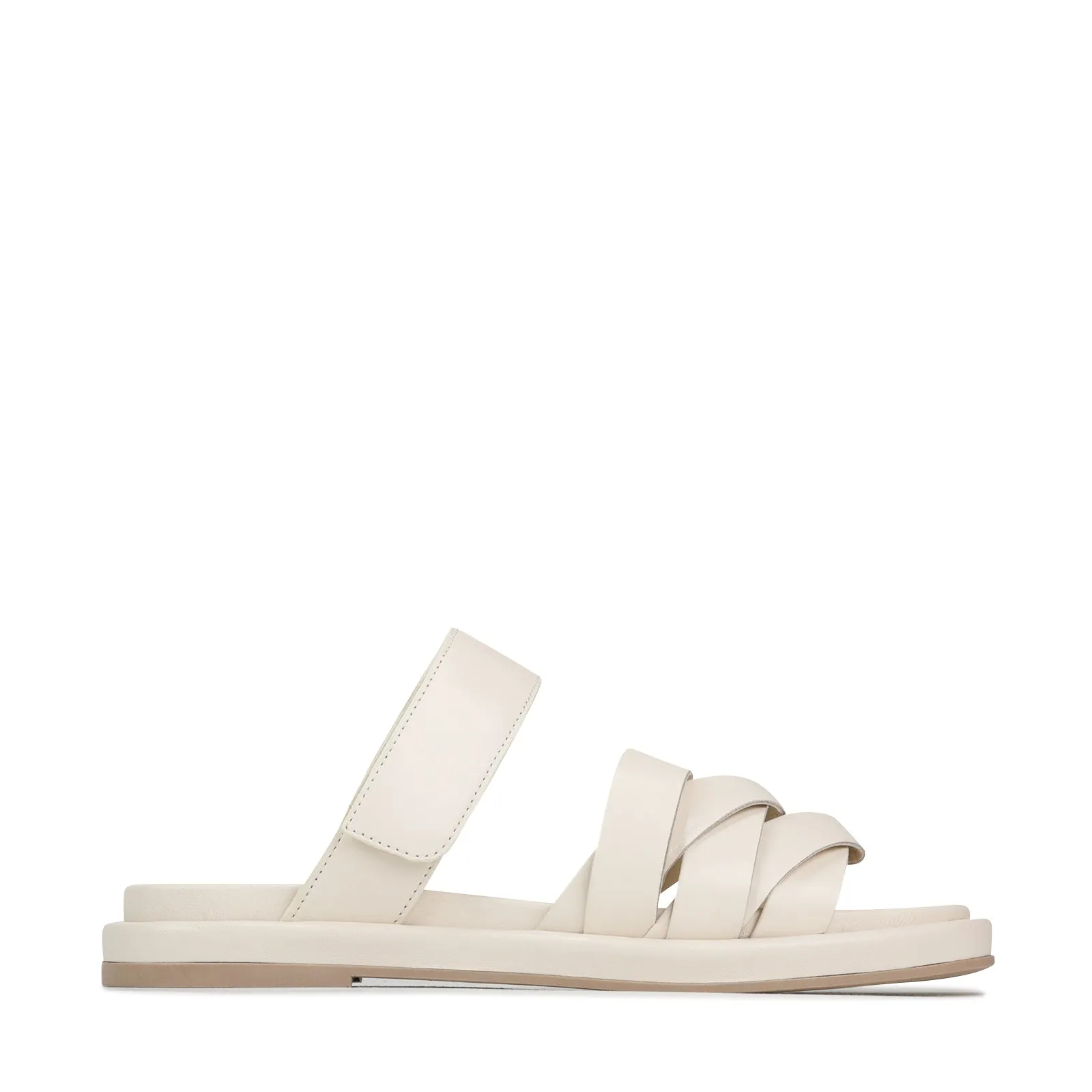 ORIANA LEATHER SLIDE SANDALS