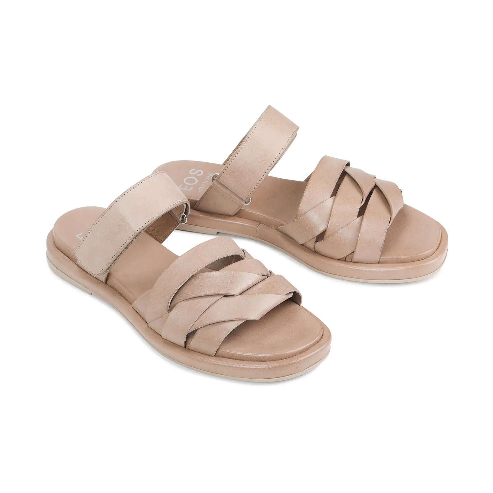 ORIANA LEATHER SLIDE SANDALS