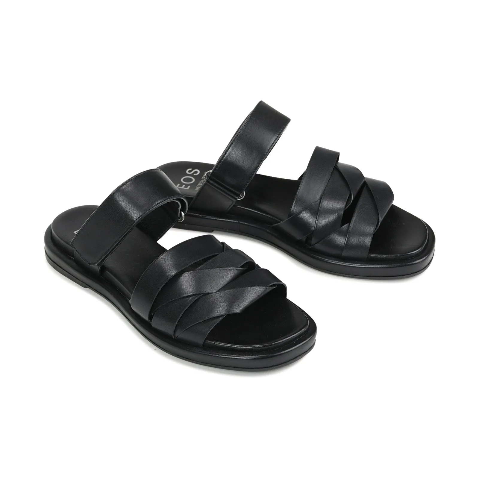 ORIANA LEATHER SLIDE SANDALS