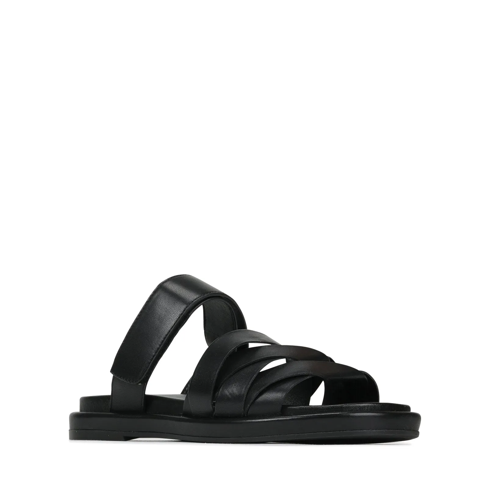 ORIANA LEATHER SLIDE SANDALS