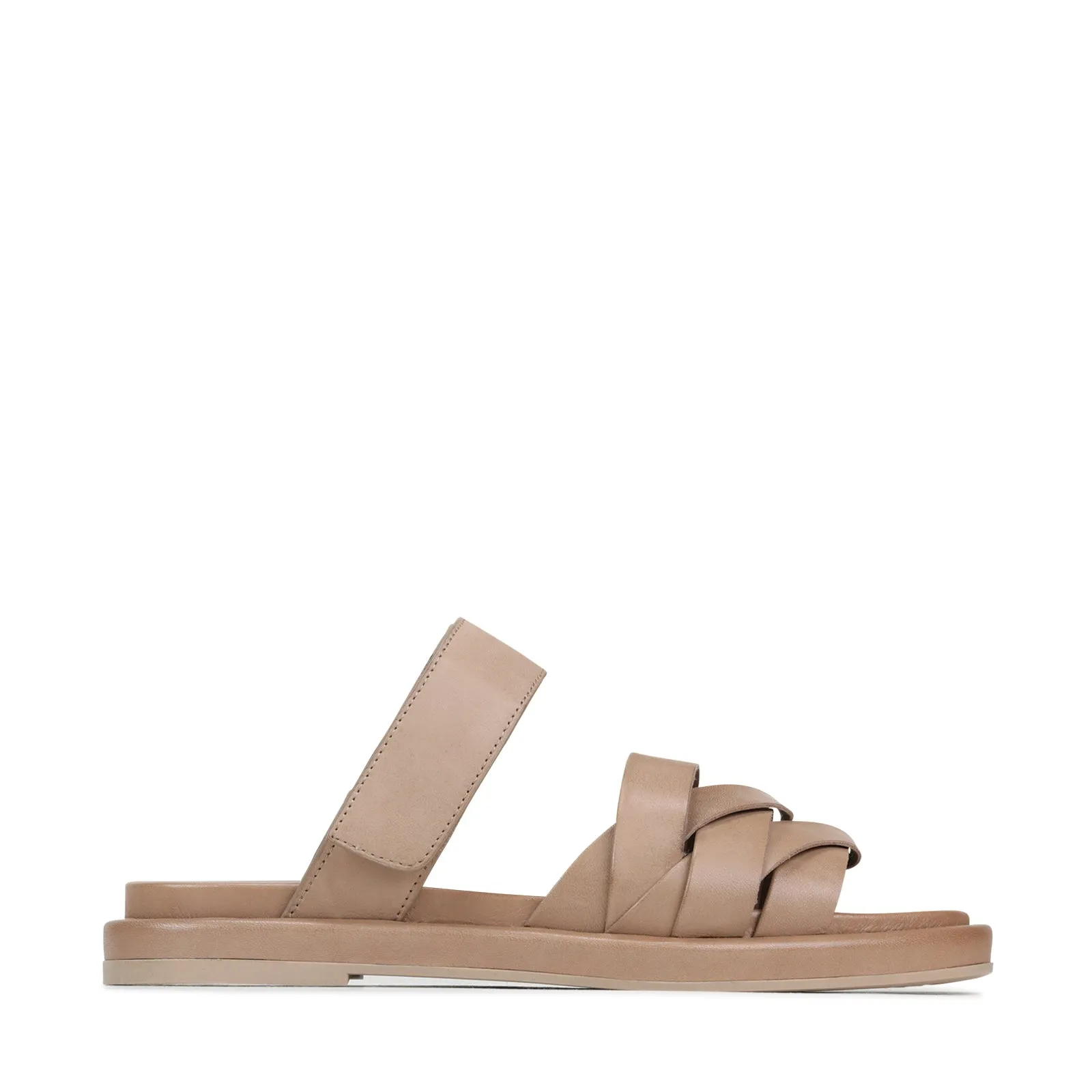 ORIANA LEATHER SLIDE SANDALS