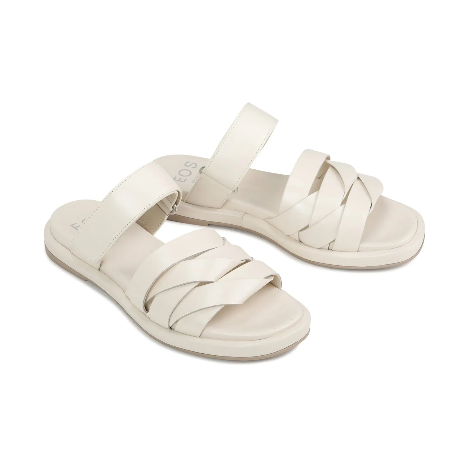 ORIANA LEATHER SLIDE SANDALS