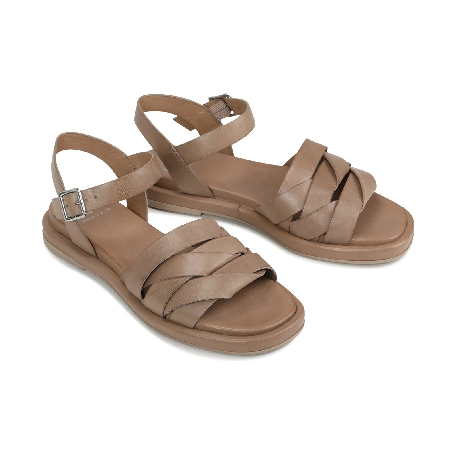 ORIGAMI LEATHER SLIDE SANDALS