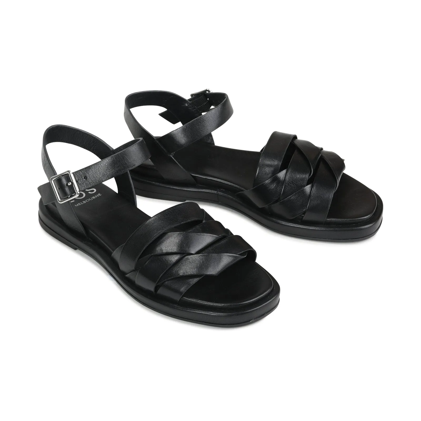 ORIGAMI LEATHER SLIDE SANDALS