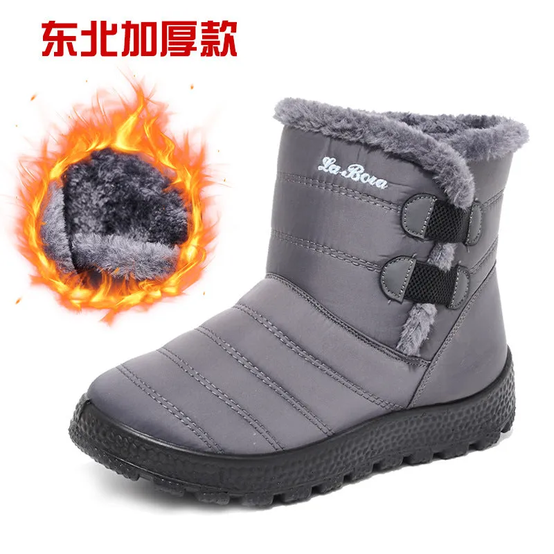 Owlkay Plush Thick Cold Resistant Snow Boots