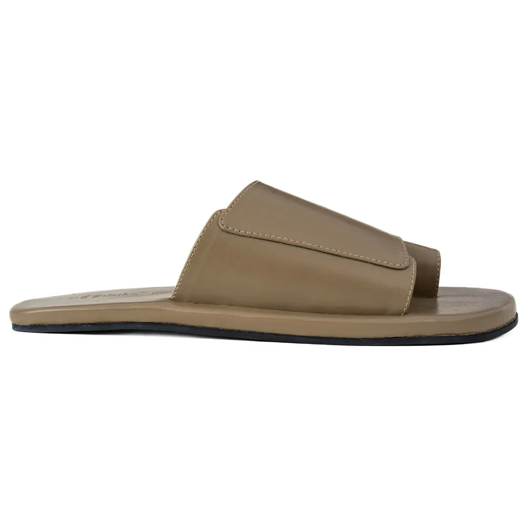 Paaduks Iru Cloak Beige Vegan Leather Slides for Men