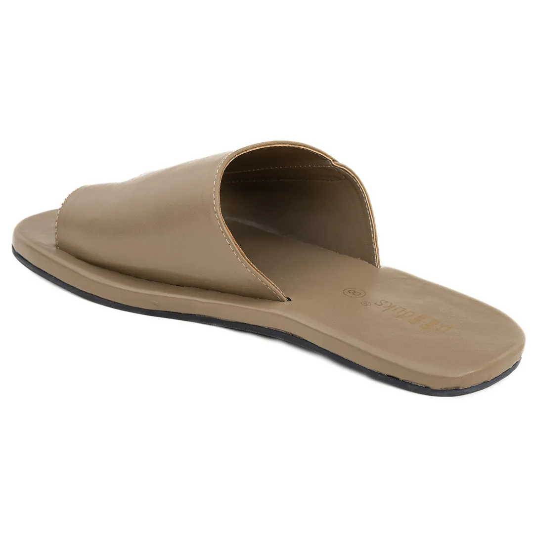 Paaduks Iru Cloak Beige Vegan Leather Slides for Men