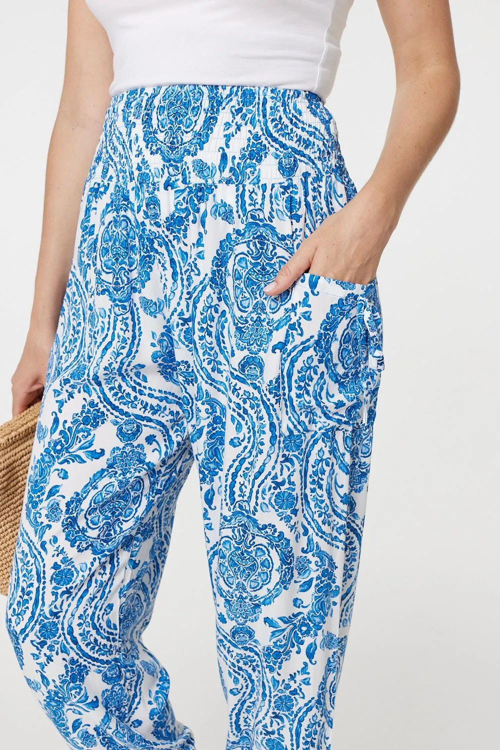 Paisley Print High Waist Harem Pants