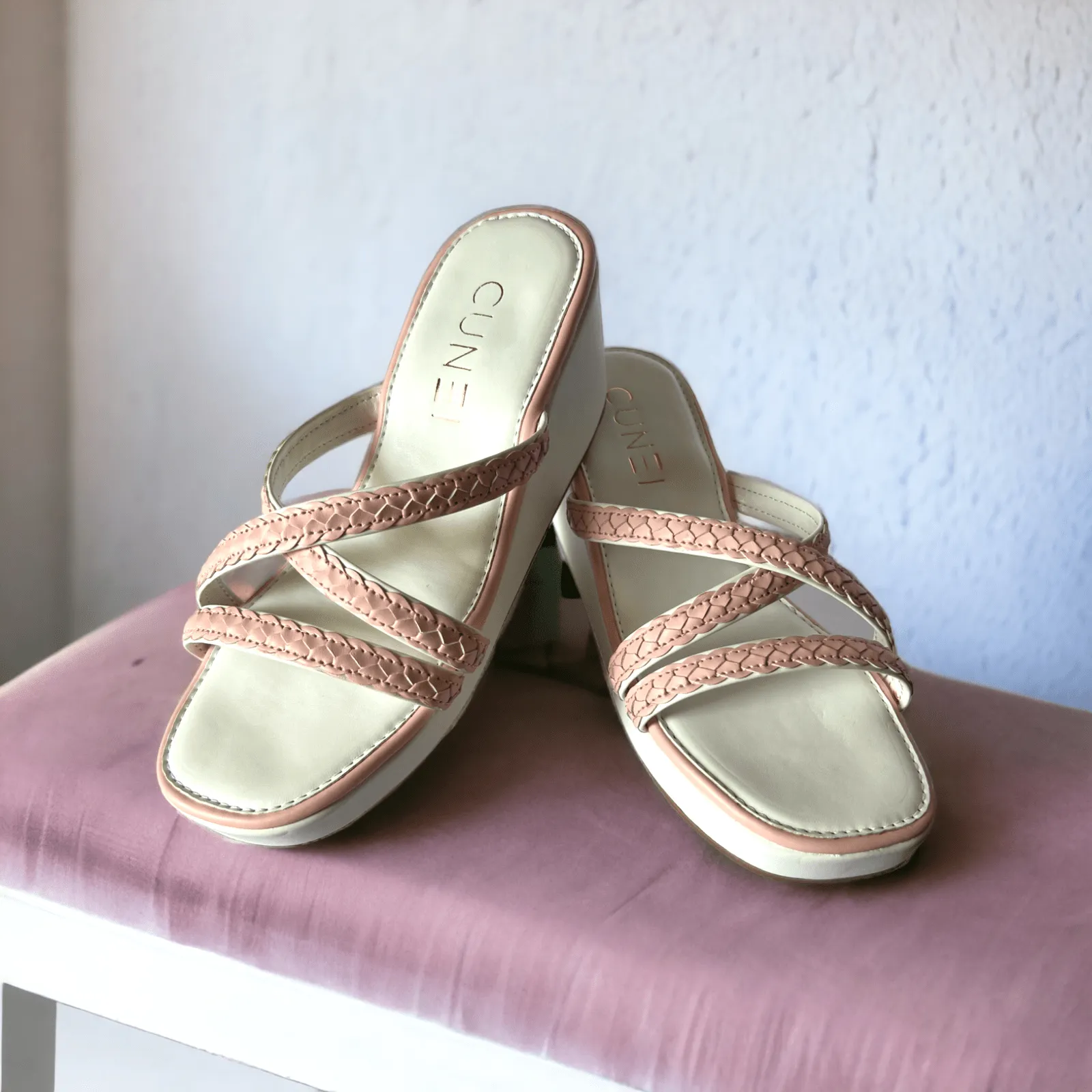 Pastel Pink and White Wedges