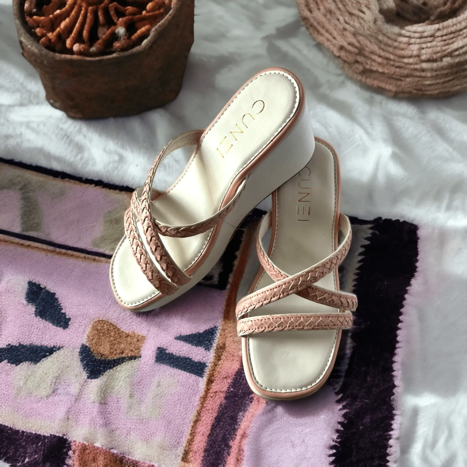 Pastel Pink and White Wedges