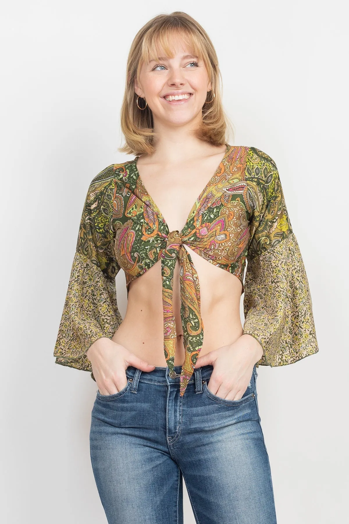 Patchwork Tie Crop Top