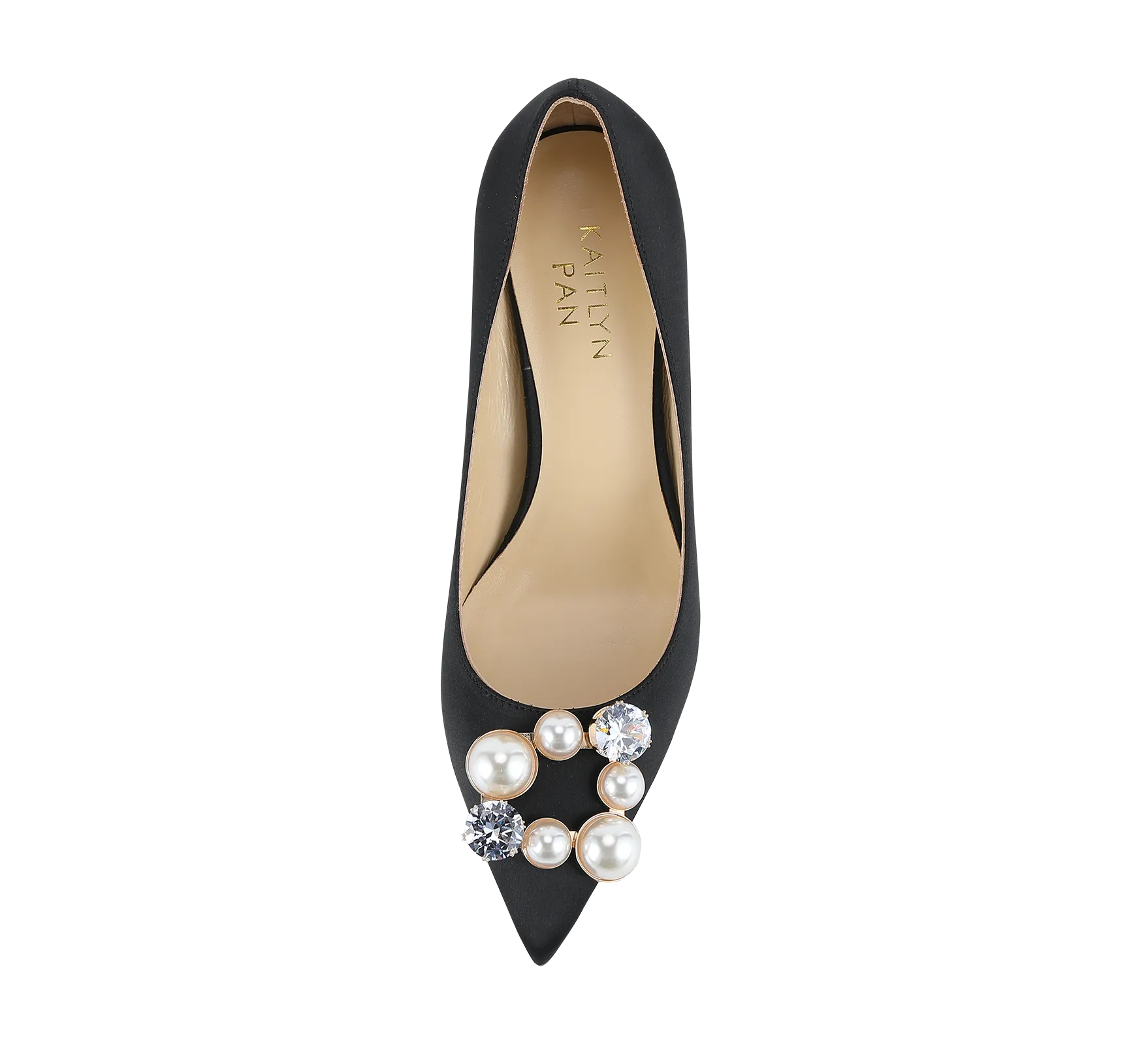 Pearl Buckle Satin Pumps