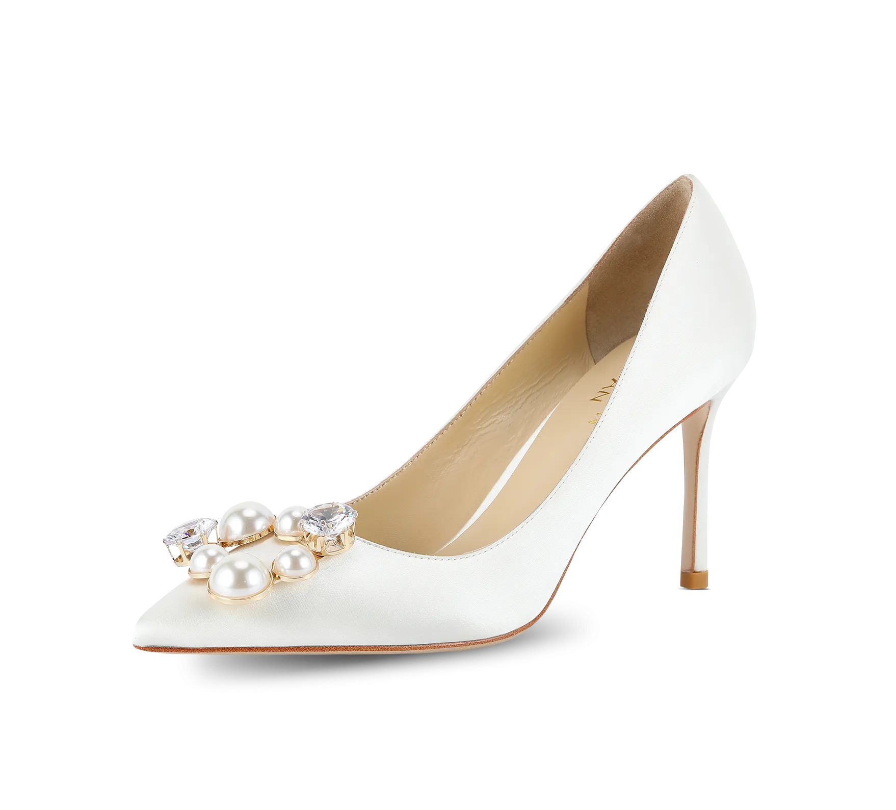 Pearl Buckle Satin Pumps