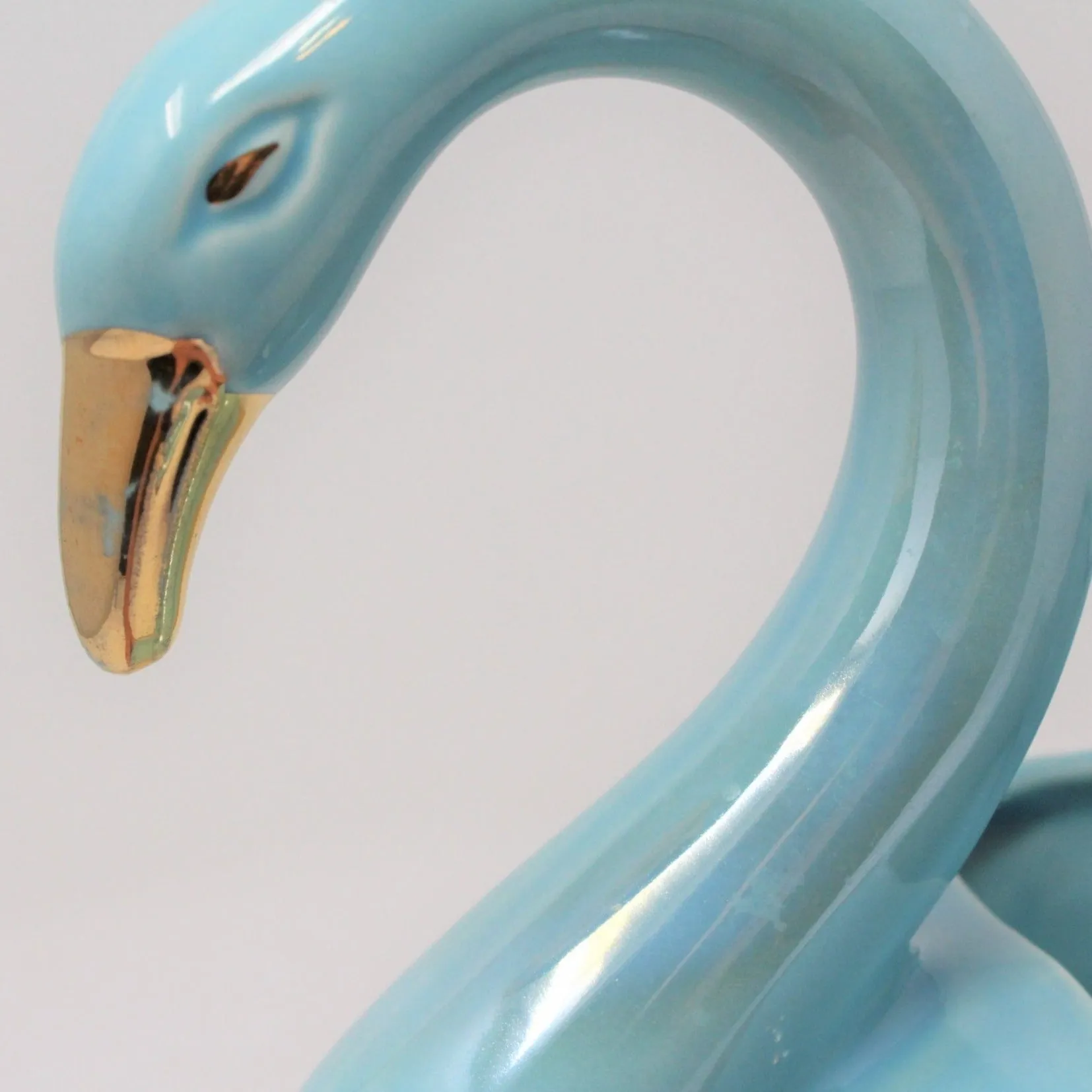 Planter / Vase, Swan, Blue Iridescent, Vintage Pottery