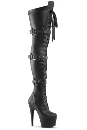 Pleaser USA Adore-3028 7inch Thigh High Pleaser Boots - Matte Black