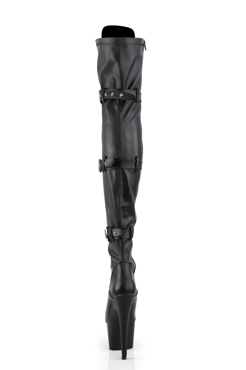 Pleaser USA Adore-3028 7inch Thigh High Pleaser Boots - Matte Black