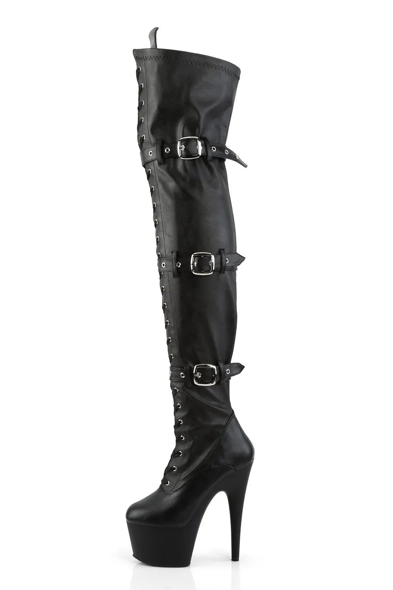 Pleaser USA Adore-3028 7inch Thigh High Pleaser Boots - Matte Black