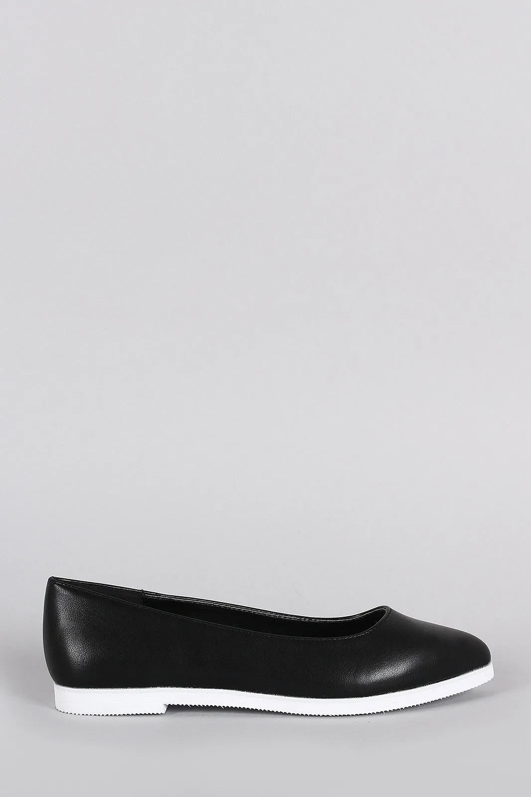 Pointy Toe Contrast Sole Slip On Loafer Flat