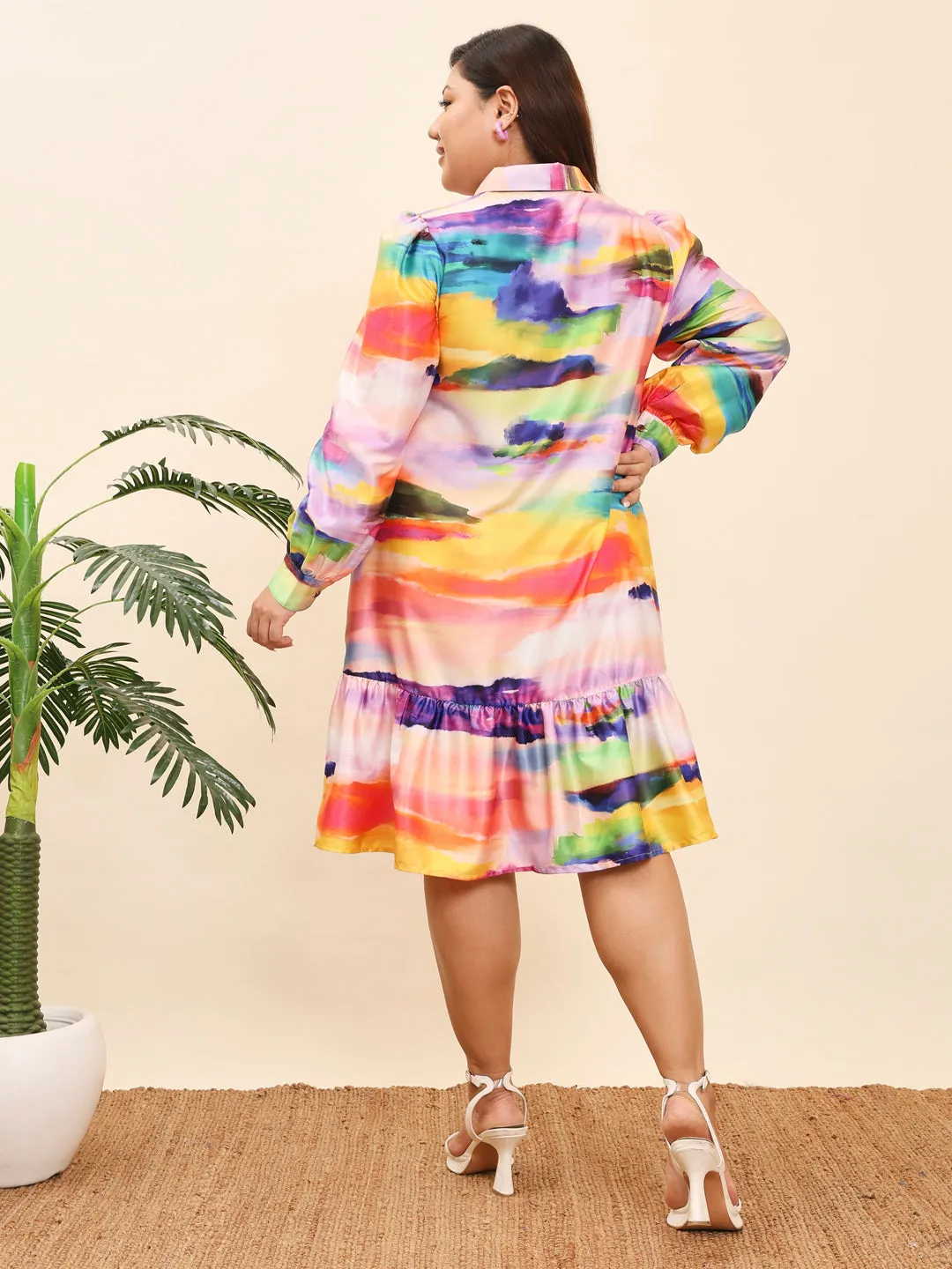 POPPY - YELLOW TROPICAL PRINTED SHIRT PLUS DRESS