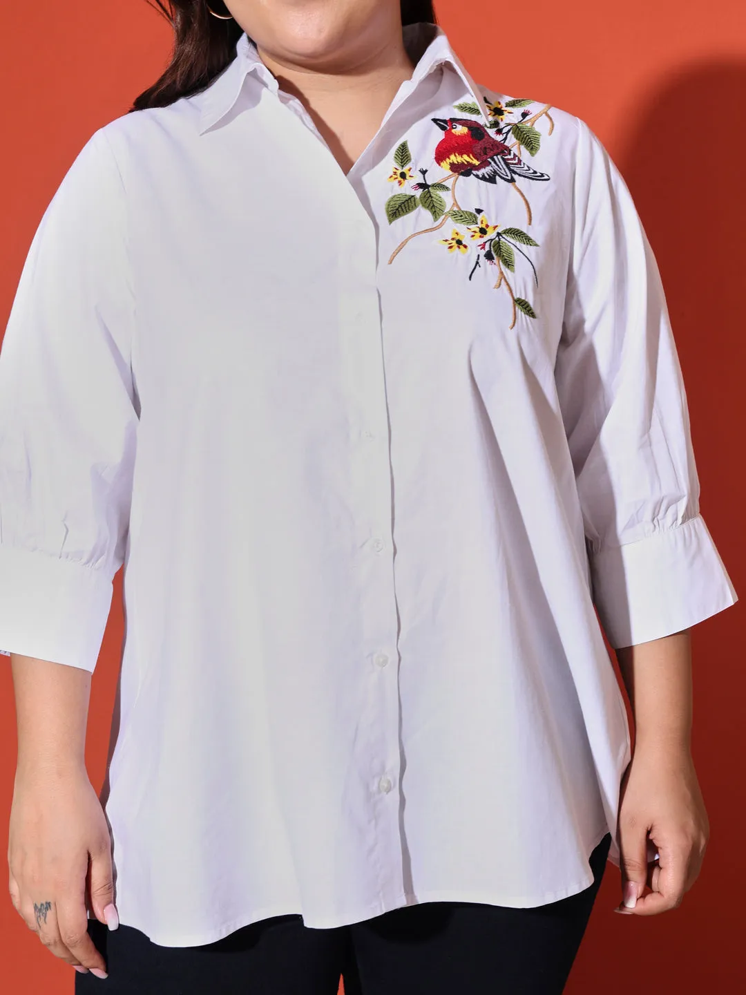 RAI - WHITE EMBROI PLUS SHIRT