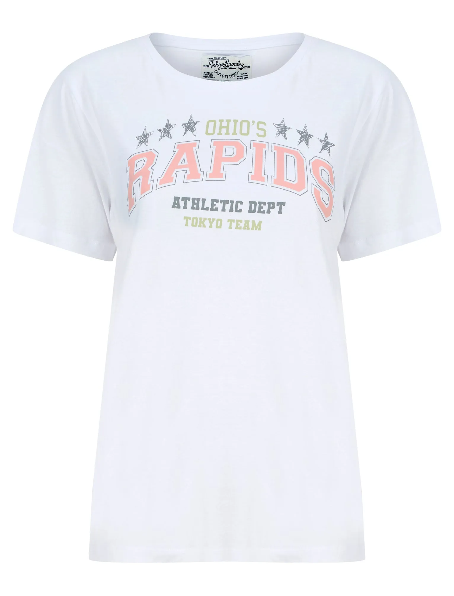 Rapids Motif Cotton Jersey T-Shirt in Optic White - Tokyo Laundry