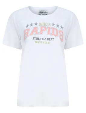 Rapids Motif Cotton Jersey T-Shirt in Optic White - Tokyo Laundry