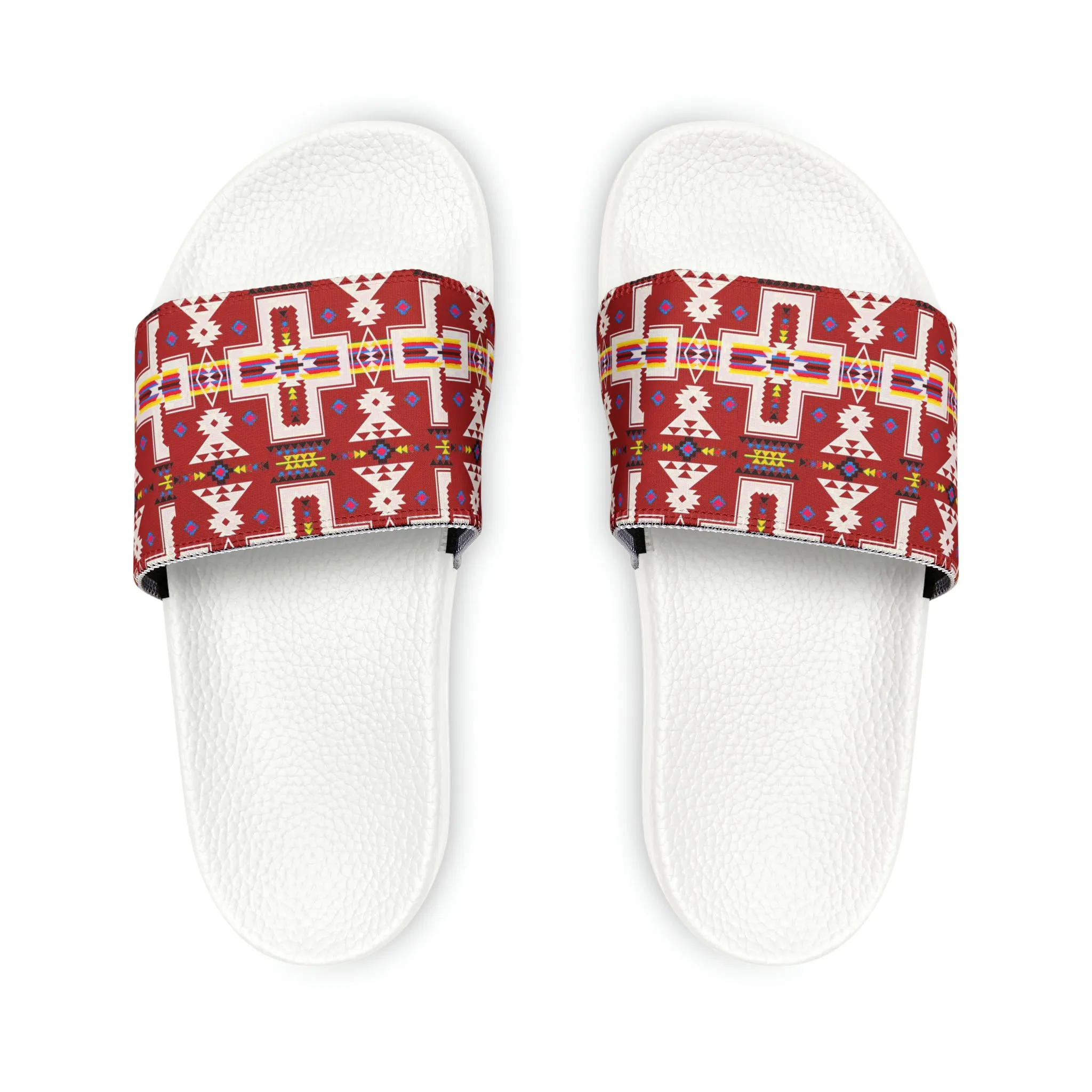 Red native print Women's PU Slide Sandals