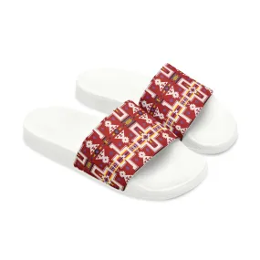 Red native print Women's PU Slide Sandals