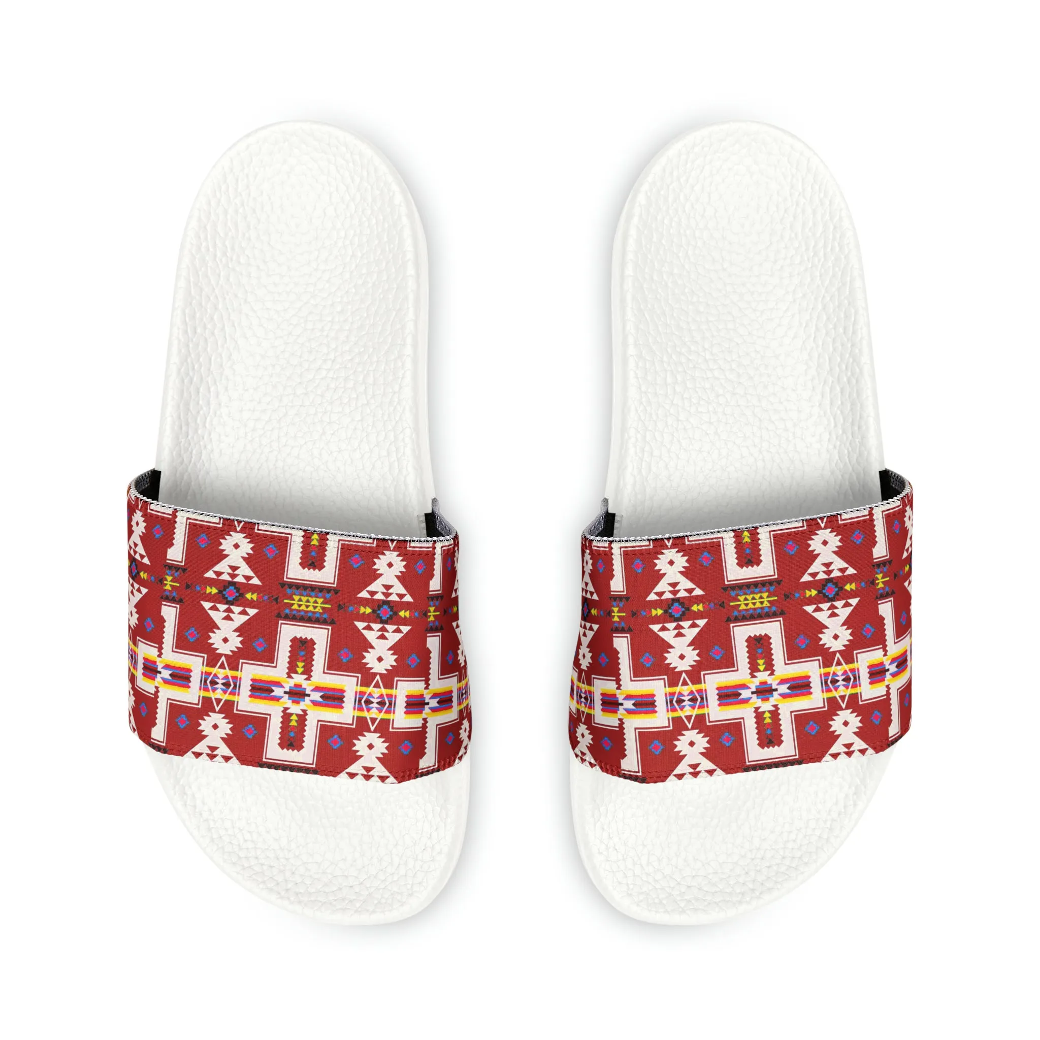 Red native print Women's PU Slide Sandals