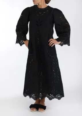 Richelieu Embroidered Ukrainian Dress - Black