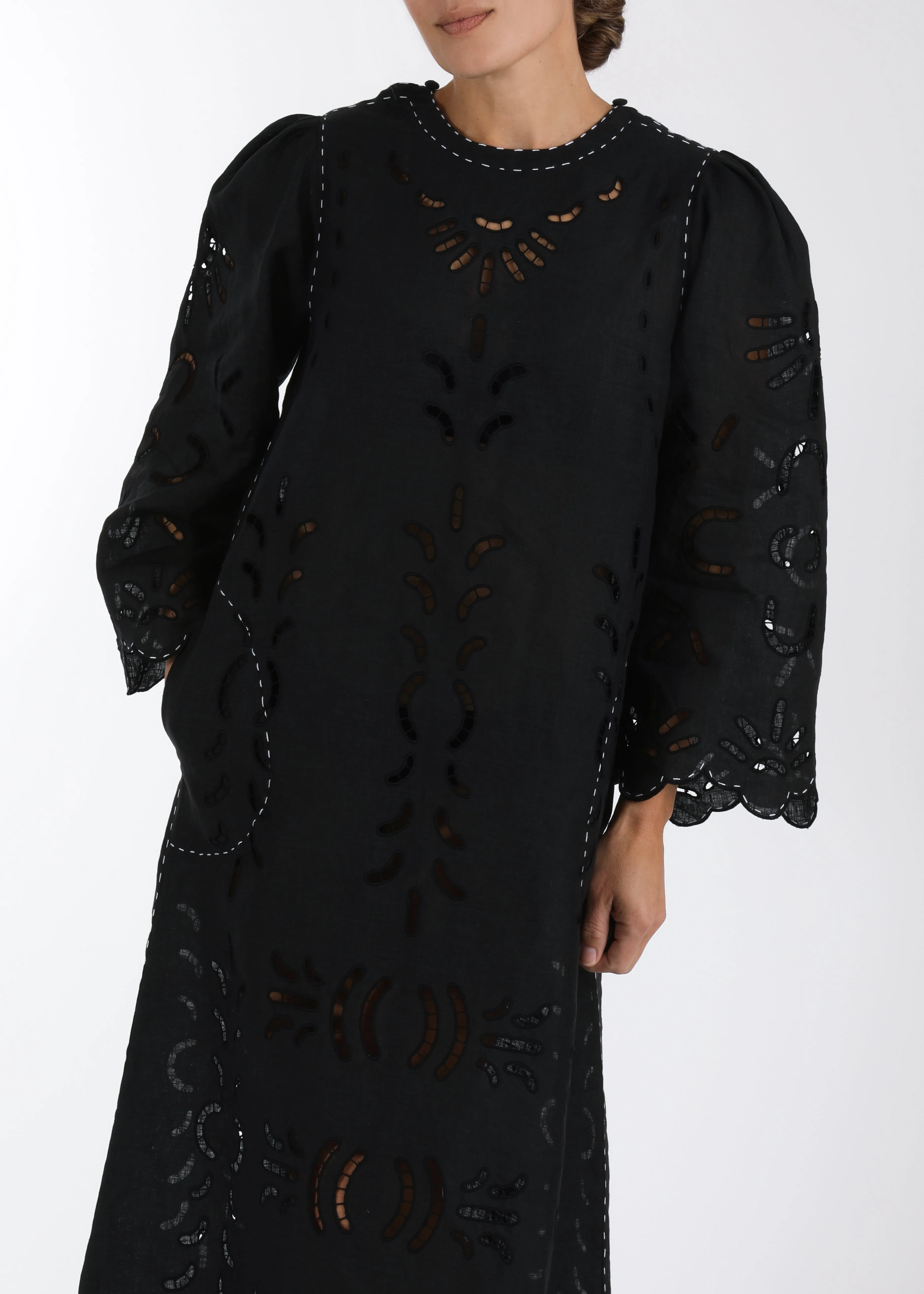 Richelieu Embroidered Ukrainian Dress - Black