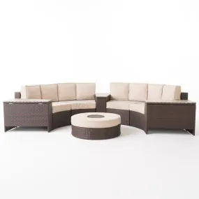 Riviera 8pc Outdoor Sectional Sofa Set w/ Storage Trunks & Ice Bucket