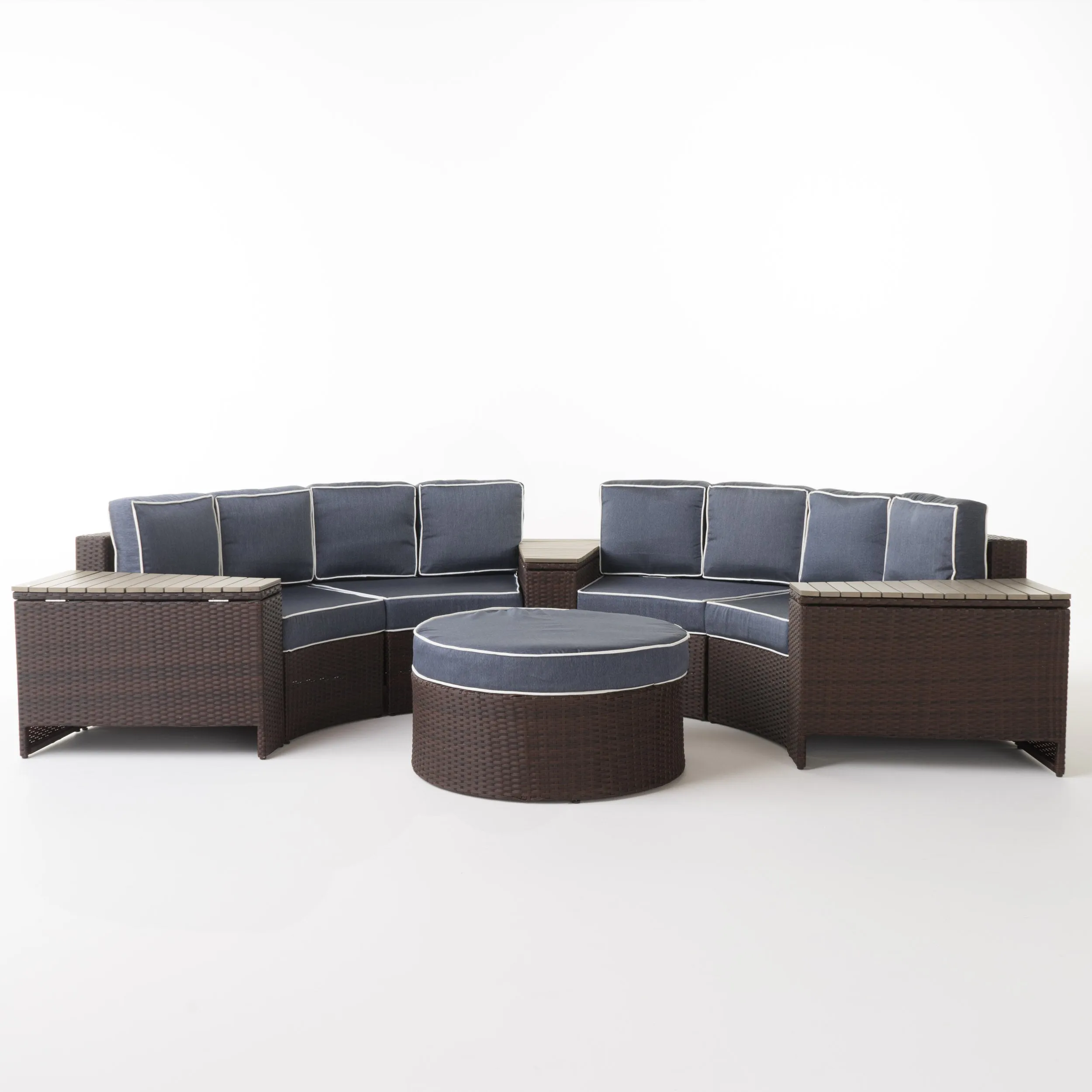 Riviera 8pc Outdoor Sectional Sofa Set w/ Storage Trunks