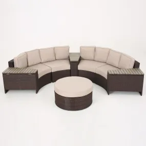 Riviera 8pc Outdoor Sectional Sofa Set w/ Storage Trunks