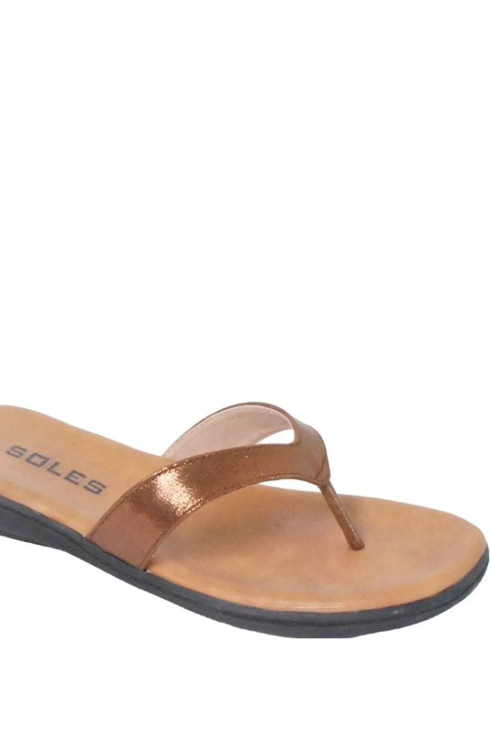 SOLES Elegant Bronze Flat Sandals - Sophisticated Style for Any Occasion