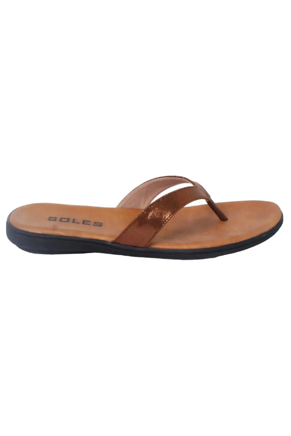 SOLES Elegant Bronze Flat Sandals - Sophisticated Style for Any Occasion