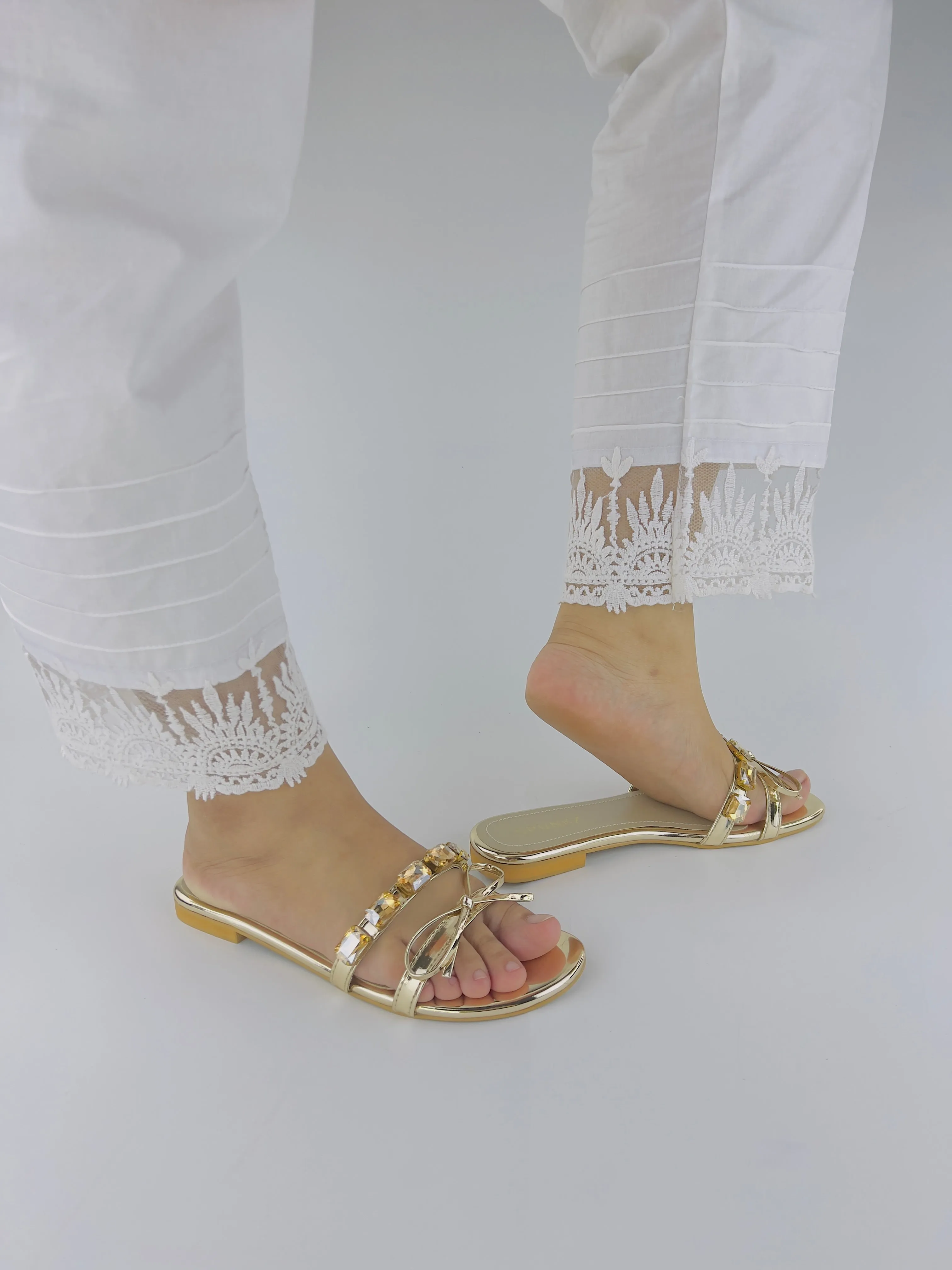 Spunkz Myra Embellished Mirrored Leather Flat Slides