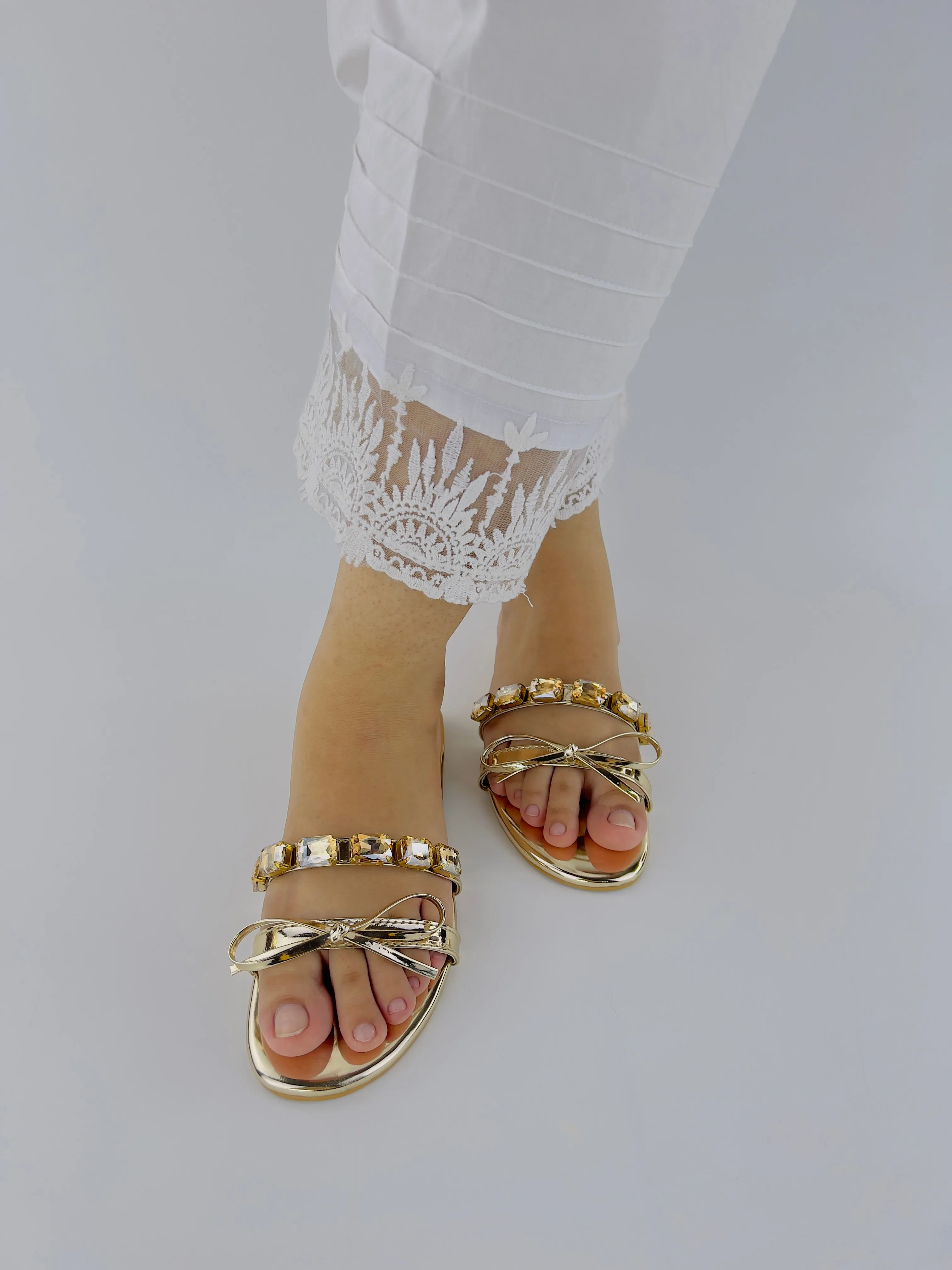 Spunkz Myra Embellished Mirrored Leather Flat Slides