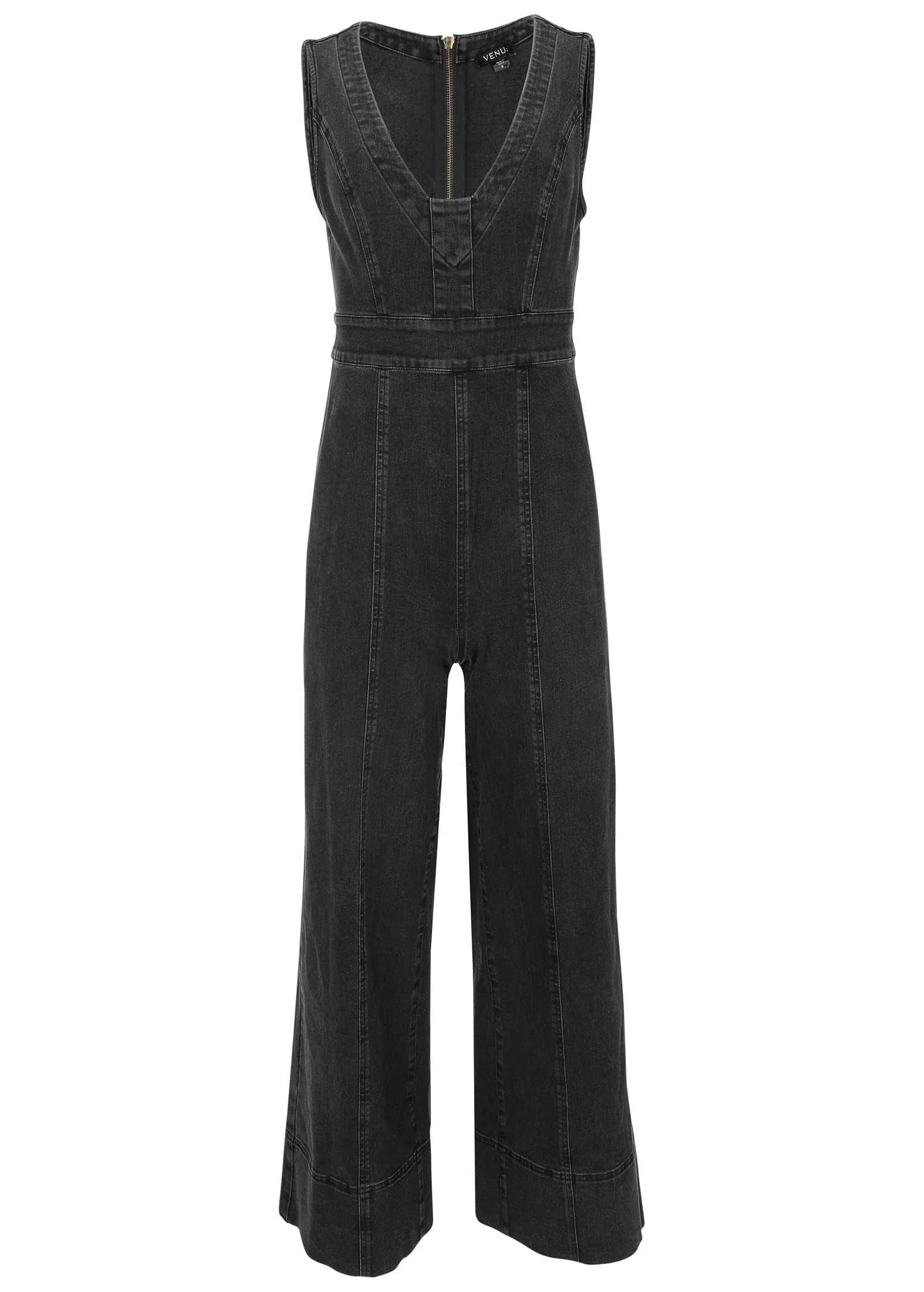 Stretch Denim Jumpsuit - Black Wash