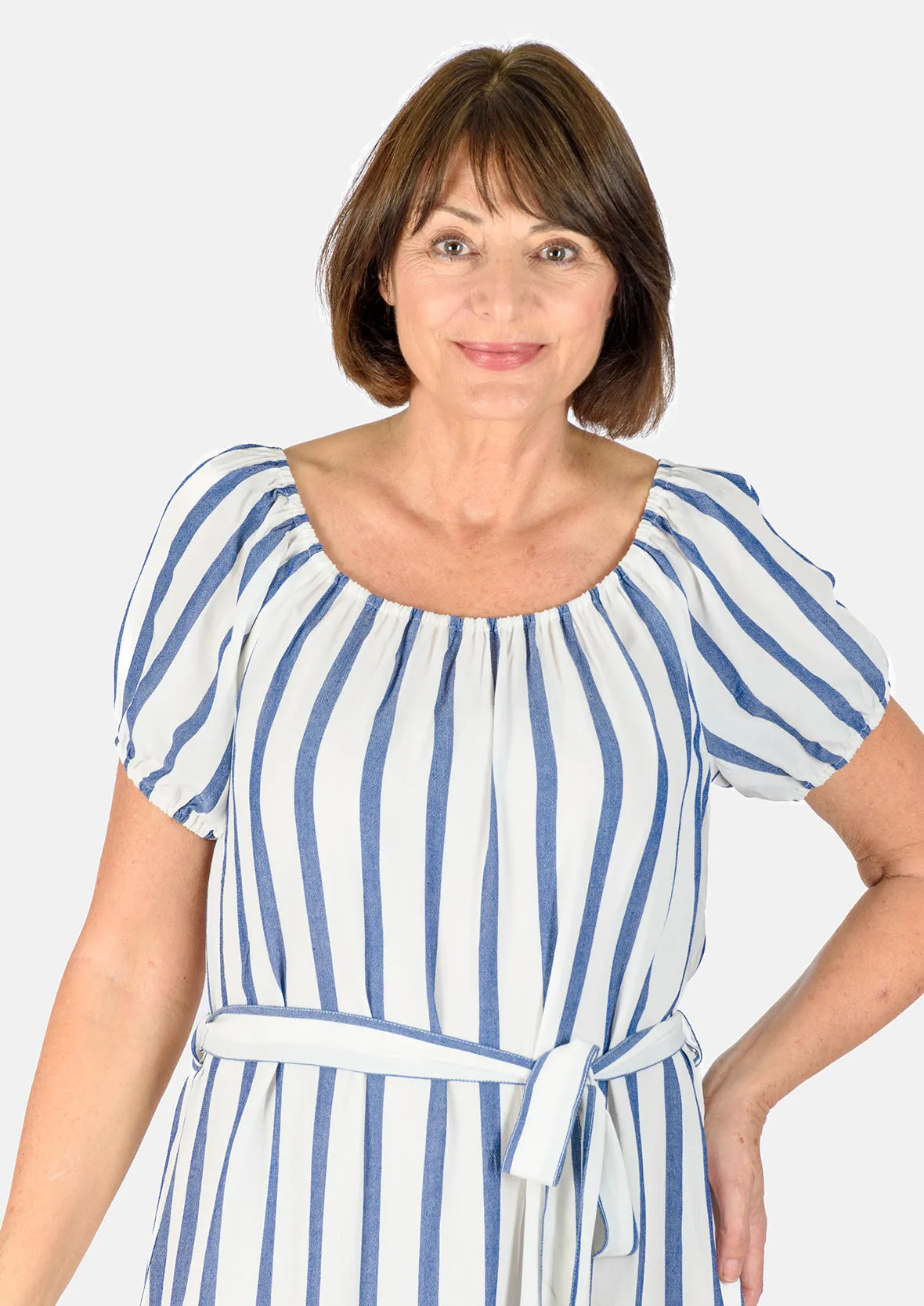 Striped Dress With Waist Tie