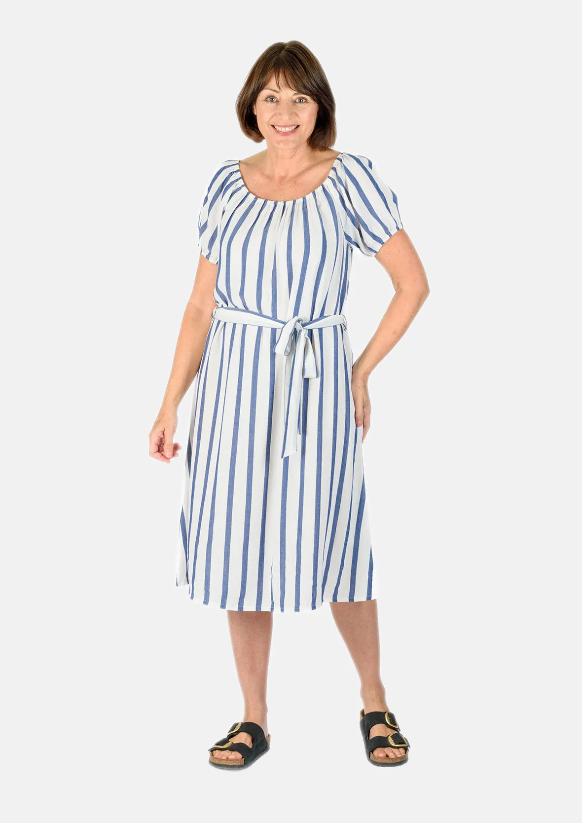 Striped Dress With Waist Tie