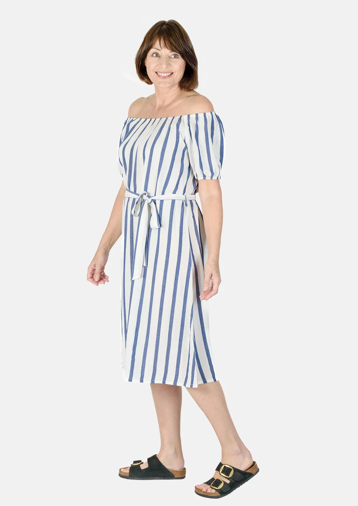 Striped Dress With Waist Tie