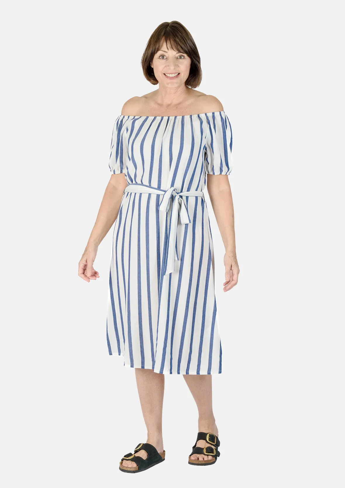 Striped Dress With Waist Tie