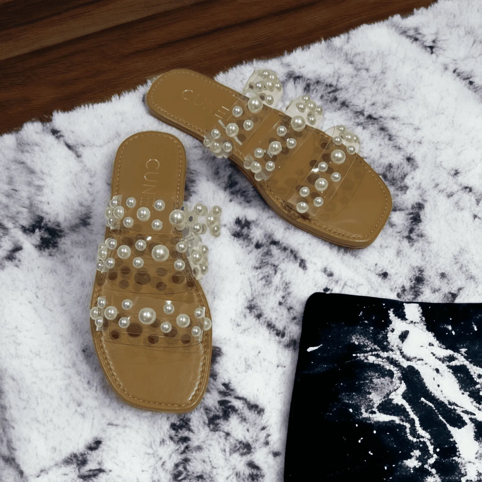 Tan Festive Pearl Flats